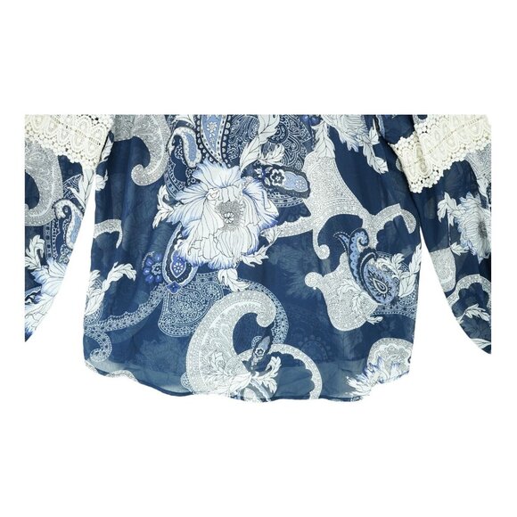 Melissa Paige Floral Paisley Blouse Peasant Long Sleeve Size XL Crochet Pattern - Picture 5 of 6